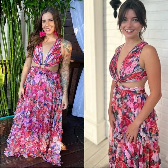 Mac Duggal 68076 Ruffled Cut Out Sleeveless Gown NWT Multi - Picture 3 of 10